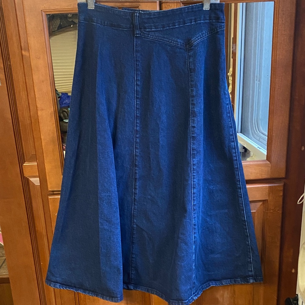 Elegant Indigo A-Line Denim Skirt   Minimalist Classroom Collegiate